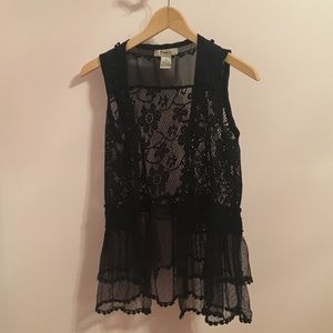 Black Lace Sleeveless Blouse
